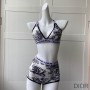 Christian Dior Bag Outlet For Sale Christian Dior Two-Piece Crisscross Swimsuit Women Toile De Jouy Lycra Beige - Dior Bag Outlet Official
