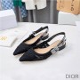 J'Adior Slingback Ballerina Flats Women D-Lace Macrame Motif Mesh Black - Dior Bag Outlet Official