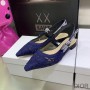 J'Adior Slingback Ballerina Flats Women D-Lace Macrame Motif Mesh Navy Blue - Dior Bag Outlet Official