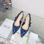 J'Adior Slingback Ballerina Flats Women Mizza Motif Canvas Blue - Dior Bag Outlet Official
