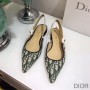 J'Adior Slingback Ballerina Flats Women Oblique Motif Canvas Green - Dior Bag Outlet Official