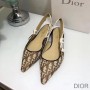 J'Adior Slingback Ballerina Flats Women Oblique Motif Canvas Khaki - Dior Bag Outlet Official
