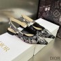 J'Adior Slingback Ballerina Flats Women Plan de Paris Motif Cotton Black - Dior Bag Outlet Official