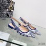 J'Adior Slingback Ballerina Flats Women Toile de Jouy Motif Cotton Navy Blue - Dior Bag Outlet Official