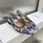 J'Adior Slingback Ballerina Flats Women Toile de Jouy Voyage Motif Cotton Blue - Dior Bag Outlet Official