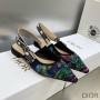 J'Adior Slingback Ballerina Flats Women Toile de Jouy Voyage Motif Cotton Multi Blue - Dior Bag Outlet Official