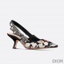 J'Adior Slingback Pumps Women Toile de Jouy Pop Motif Cotton Black - Dior Bag Outlet Official