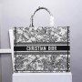 Dior Book Tote Black Toile de Jouy Flowers Embroidery