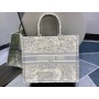 Dior Book Tote Ecru and Gray Toile de Jouy Embroidery