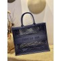 Dior Book Tote Mesh Embroidery Navy Blue