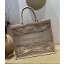 Dior Book Tote Mesh Embroidery Powder Pink