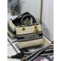 Dior basket bags - Dior Medium Lady Bag Natural Wicker and Blue Dior Oblique Jacquard
