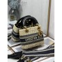 Dior basket bags - Dior Mini Lady Bag Natural Wicker and Blue Dior Oblique Jacquard