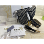 Dior Saddle Bag with Studs Strap Blue Dior Oblique Jacquard