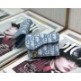 Dior Saddle Flap Card Holder Light Blue Dior Oblique Jacquard